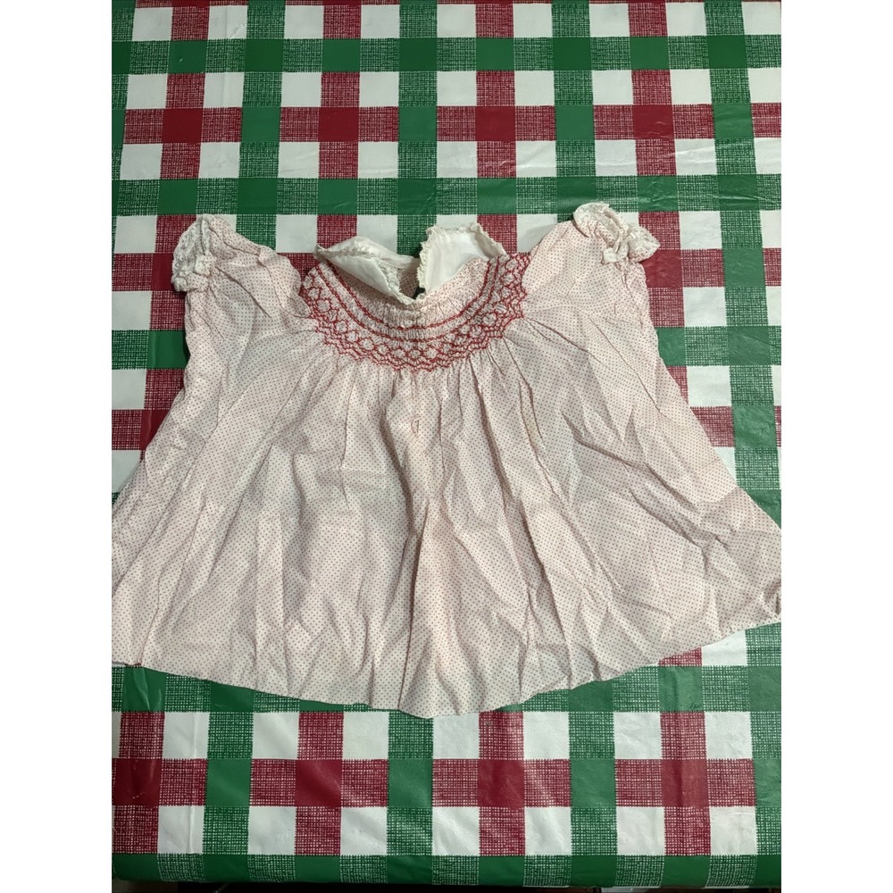 Vtg Polly Flinders Hand Smocked Dress Baby‎ 12 mos